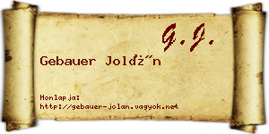 Gebauer Jolán névjegykártya
