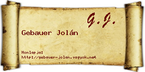 Gebauer Jolán névjegykártya